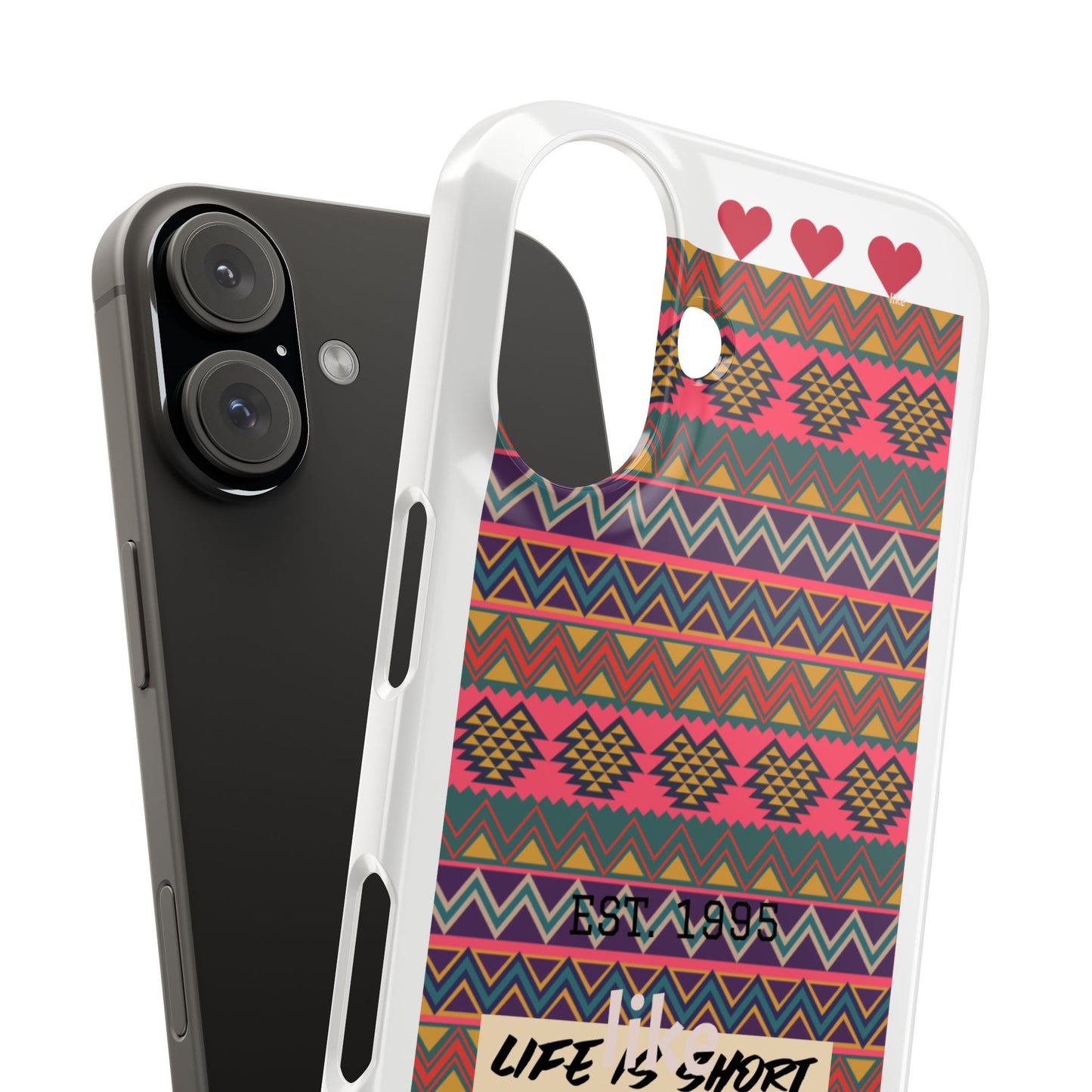 Vibrant Patterned Phone Case - Life is Short, Don't Be Lazy, Stylish Protection for Everyday Use, Perfect Gift for Friends, Trendy [...]