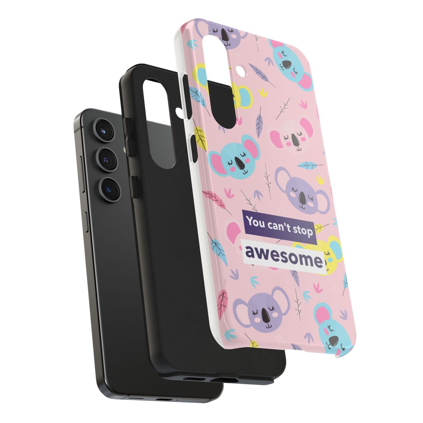 Cute Koala Phone Case with Inspirational Quote, Tough Case, Goofy Gift for Kids, Fun Accessories, Unique Phone Cover
