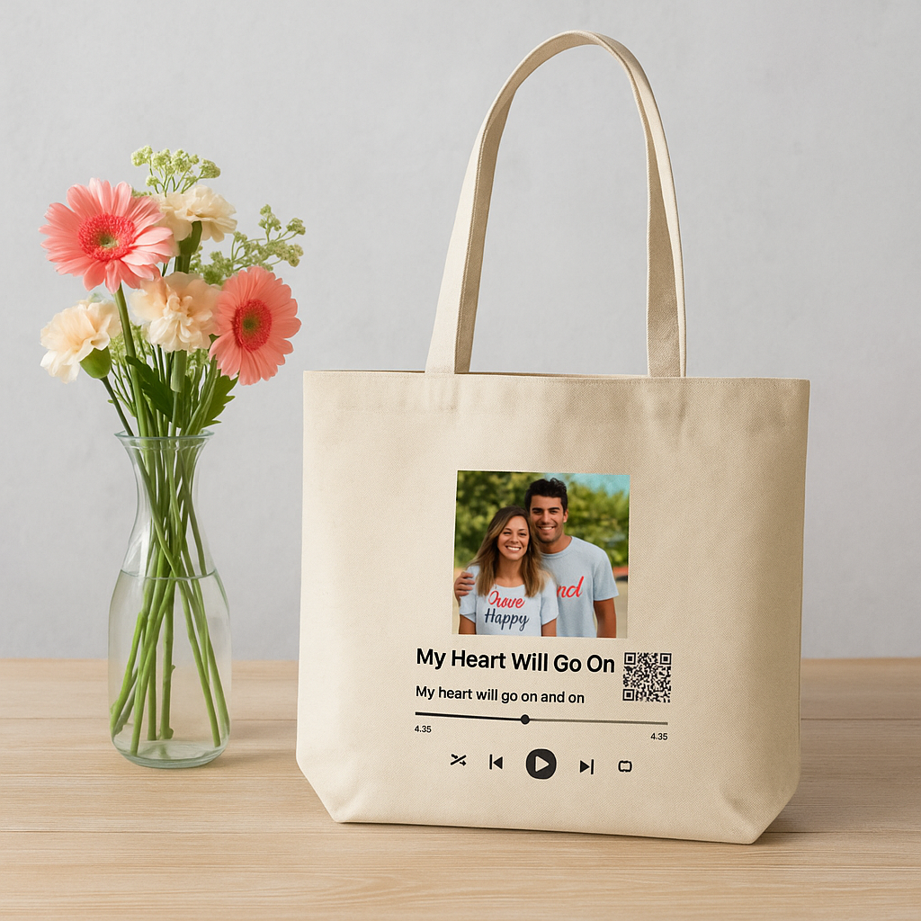 Canvas Shopping Tote- Music player  templet